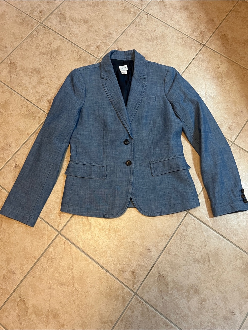 J. Crew Women's Chambray Blue Tailored Blazer